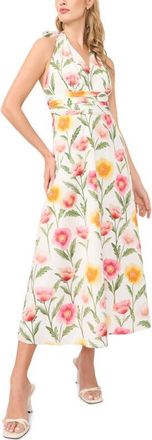 Ted Baker Nicky Floral Halter Neck Cotton Dress in Ultra White at Nordstrom, Size 10