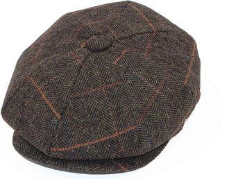 Generic Newsboy Flat Caps Men, Shelby Baker Boy Hats for Men Grey Tweed Vintage Adjustable Peaky 8 Piece Mens Gatsby Beret Hat Button Top (Blue Check Herringb