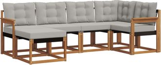 vidaXL Conjunto De Sof&aacute;s De Exterior 6 Uds. Gris Natural Y Claro Vidaxl