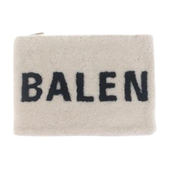 Balenciaga Pre-owned Clutches, male, Beige, Size: ONE SIZE Pre-owned Shearling Logo Clutch Bag