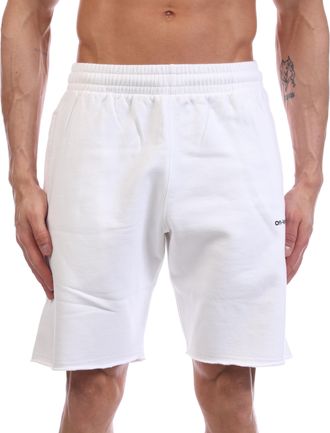 Off-white Mens Off White Wave Outline Diagonal Sweat Shorts in Black - Black & Silver Cotton - Size Medium