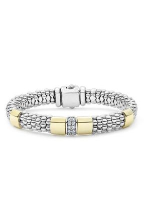 Lagos Caviar Lux Diamond Rope Station Bracelet in Silver/gold at Nordstrom, Size 7