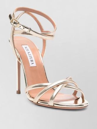 Aquazzura metallic heel pumps open toe straps