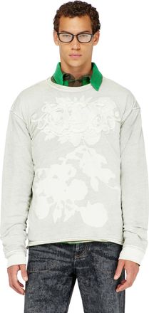 Diesel Long-sleeve T-shirt with floral print and logo patch - T-Shirts - Man - Multicolor