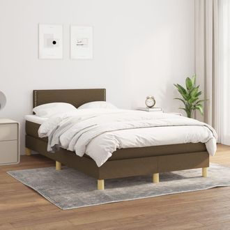 vidaXL Vidaxl - Cama Box Spring Con Colch&oacute;n Tela Marr&oacute;n Oscuro 120x200 Cm
