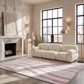 Safavieh Alfombra de polipropileno beige/morado, 155 x 229 cm