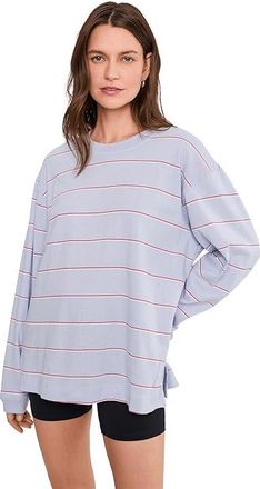 Free People Movement Printed Hustle Layer Womens Clothing Awning Stripe Slate : LG (Womens 12-14), Cotton