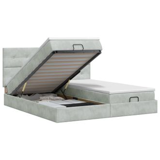 vidaXL Letto Ottomano Con Materasso 2 Pz Grigio Chiaro Velluto Vidaxl
