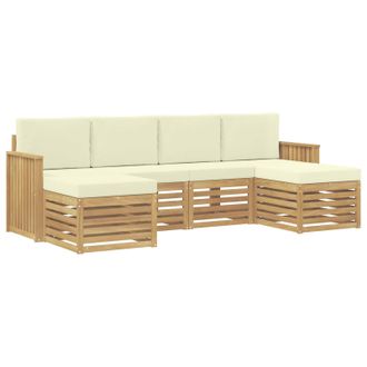 vidaXL Conjunto De Sof&aacute;s De Exterior 6 Pcs Blanco Y Crema Vidaxl