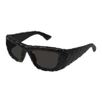 Bottega Veneta Rectangular Sunglasses with Intrecciato Motif - female - Bottega Veneta - Sunglasses - Black - ONE SIZE - Accessories