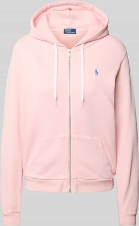 Polo Ralph Lauren Sweatjacke mit Label-Stitching in Pink, Größe XL