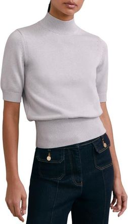 Reiss Aria Mock Neck Cotton & Wool Sweater in Grey at Nordstrom, Size X-Small