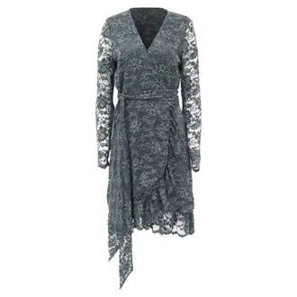 Ganni Ganni Flynn Lace Wrap Dress in Green Polyamide