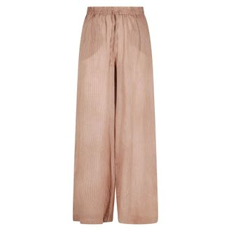 Roberto Collina Wide Trousers, female, Brown, Size: S Striped Trousers
