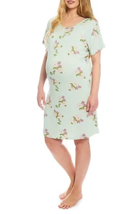 Everly Grey Rosa Maternity/Nursing Hospital Gown in Peony at Nordstrom, Size X-Large