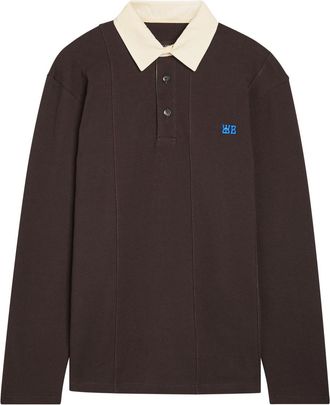 Wales Bonner Wales Bonner City Logo Piqu&eacute; Stretch-cotton Polo Shirt - Dark Brown - XL