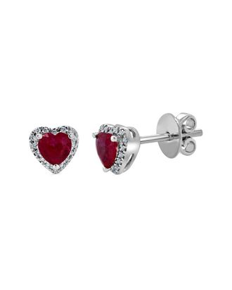 Sabrina Designs 14K 1.01 Ct. Tw. Diamond & Emerald Heart Studs