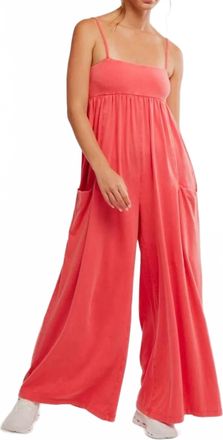 Free People Hot Shot Strappy Onesie Jumpsuit In Grapefruit