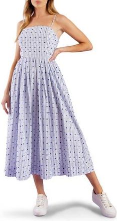 Flying Tomato Textured Dot Midi Dress in Blue at Nordstrom Rack, Size Medium