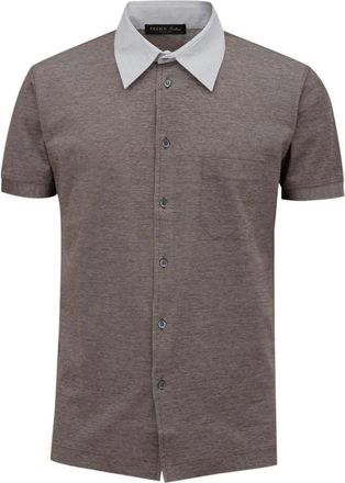 Corneliani Overhemden, Heren, Bruin, L, Bicolor Elastaan Polo Shirt