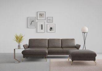 Sit&more Ecksofa »Fashion L-Form« wahlweise mit Kopfteilverstellung, Vorziehsitz, motorisch, Nickelfüsse