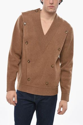 Burberry Maglia in Misto Lana con Scollo a V Burberry
