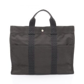 Herm&egrave;s Gray Nylon Canvas Tote Bag (Pre-Owned)
