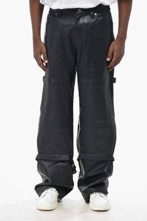Off-white Pantaloni Cargo CARPENTER in Pelle con Cinturini alla Caviglia Off-White
