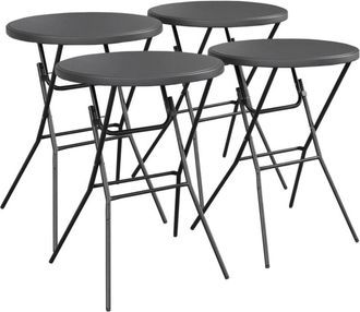 Sweeek Mesa alta plegable de acero para eventos, set de 4, gris oscuro