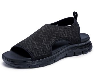 Skechers Womens Flex Appeal 4.0-Livin in This Sports Sandal, Black/Black, 40 EU