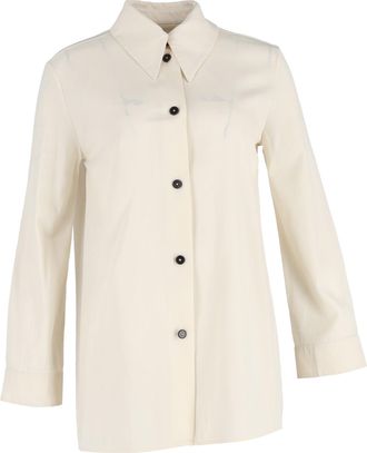 Jil Sander Button-Down Long Sleeve Shirt in Cream Cotton