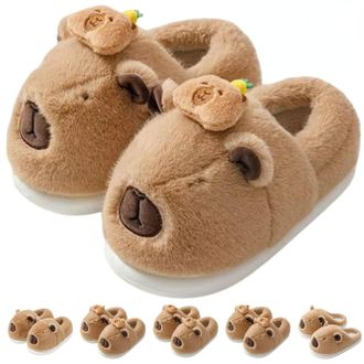 Generic Cartoon Capybara Slippers For Women & Men - Soft Plush Slippers, Plush 3D Cartoon Capibara Shoes (D, One Size, Adult, Women, 9.5, Numeric Range, UK Fo