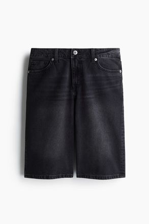H&M Bermuda-Jeansshorts in Regular Fit - Ausgewaschenes Schwarz