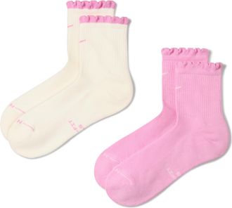 Nike Unisex Everyday Elevated Scallop Micro-Crew Socks (2 Pairs) in Multicolor | IH8621-912