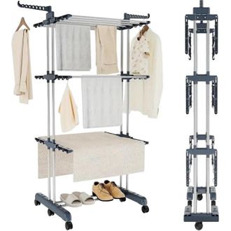 OEM Tendedero Plegable, Altura Regulable, Color Gris