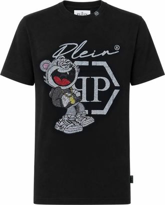 Philipp Plein T-shirt Ronde Hals Ss Money - Heren - T-shirts - Zwart - 4XL - Katoen - Tops