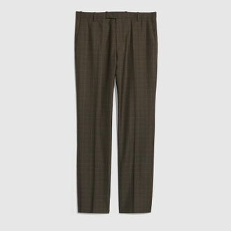 Gucci Prince Of Wales Wool Pants With Embroidery, Size 48, Black