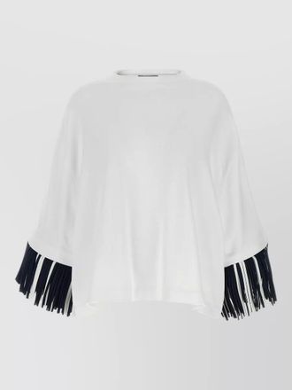 Jacquemus cabana knit t shirt fringe contrast trim