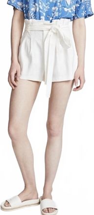 Alice & Olivia Laurine Paper Bag Waist Short In Off White