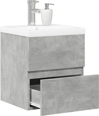 vidaXL Set Muebles De Ba&ntilde;o 2 Piezas Madera Contrachapada Gris Hormig&oacute;n Vidaxl