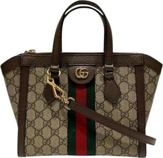 Gucci Pre-owned Handbags, female, Brown, Size: ONE SIZE Pre-owned PVC Leather Handbag