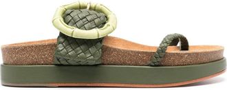 Johanna Ortiz Broadwalk Romance leather slides - women - Calf Leather/Calf Leather/Calf Leather - 37 - Green