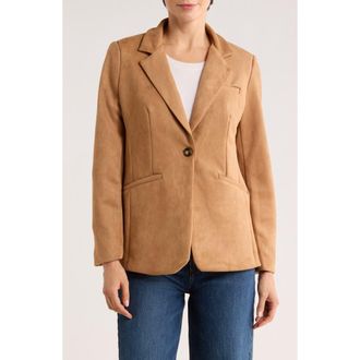 T Tahari Faux Suede Blazer in Camel at Nordstrom Rack, Size Large