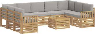 vidaXL Conjunto De Sof&aacute;s De Exterior 10 Uds. Blanco Y Gris Claro Vidaxl