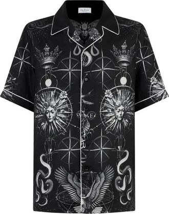 Philipp Plein Camicia Maniche Corte con Stampa Esoterica - - Shirts - Uomo - Nero - M