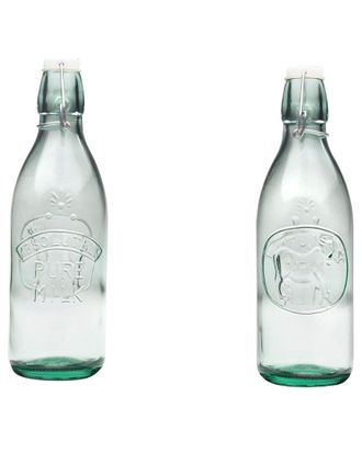 10 Strawberry Street Set Of 2 Hermetic Glass Milk Bottles