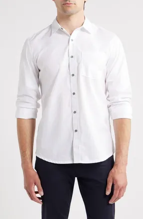 W.R.K Hudson Reworked Slim Fit Solid Cotton Button-Up Shirt in White at Nordstrom, Size Xx-Large