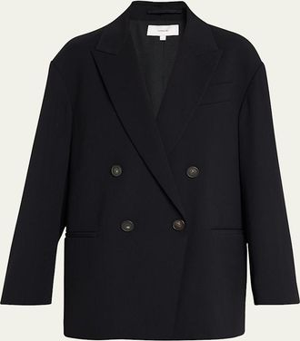 Vince Double-Breasted Crepe Boyfriend Blazer