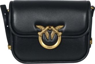 Pinko Love Box Bag Mini - Dames - Schoudertassen - Zwart - ONE Size - Katoen - Tassen