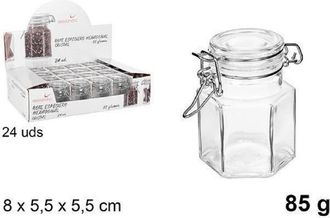 Trade Shop Trade Shop - Set 24 Pezzi Barattolo Esagonale Vasetto Con Tappo Porta Spezie Vetro 85g 100829